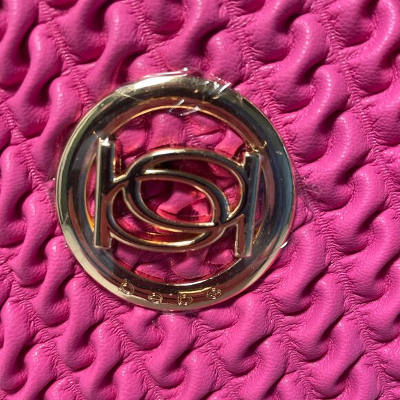 bebe Erika Mini Shopper Fuchsia Pink Satchel Top Handle Gold Bag NWT - Picture 5 of 13
